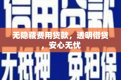 新市无隐藏费用贷款，透明借贷，安心无忧