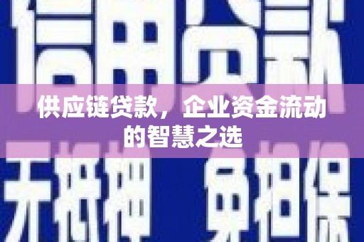 新市供应链贷款，企业资金流动的智慧之选