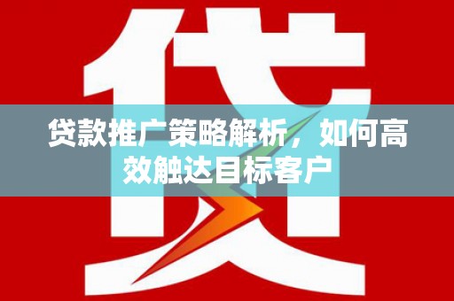 新市贷款推广策略解析，如何高效触达目标客户