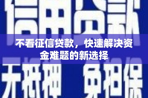 新市不看征信贷款，快速解决资金难题的新选择