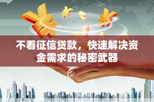 新市不看征信贷款，快速解决资金需求的秘密武器