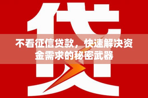 新市不看征信贷款，快速解决资金需求的秘密武器