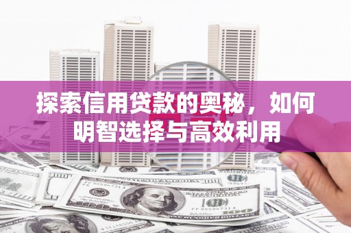 新市探索信用贷款的奥秘，如何明智选择与高效利用